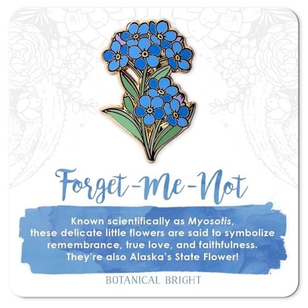 Forget-Me-Not Enamel Pin - Alaska State Flower‎ Nature Jewelry & Brooch